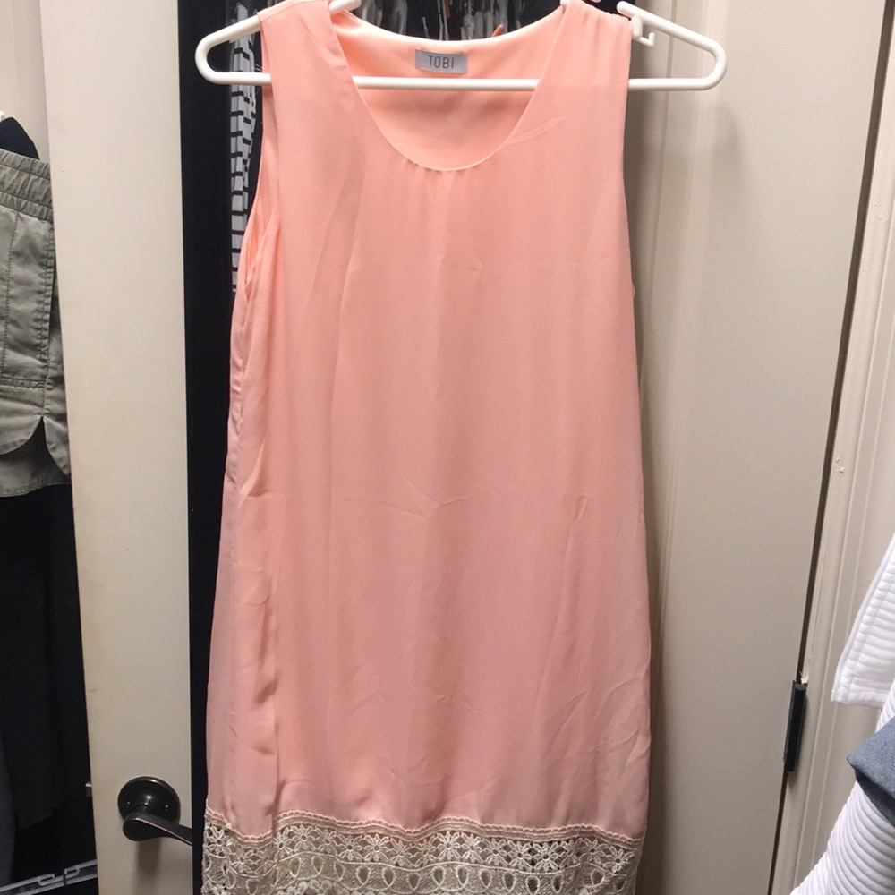 Never worn pink slip dress with lace bottom detail